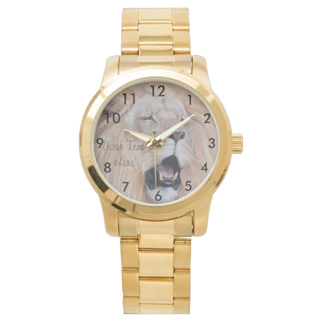 Gemälde von Löwen, die große Katze brüllen Armbanduhr (Vorderseite)