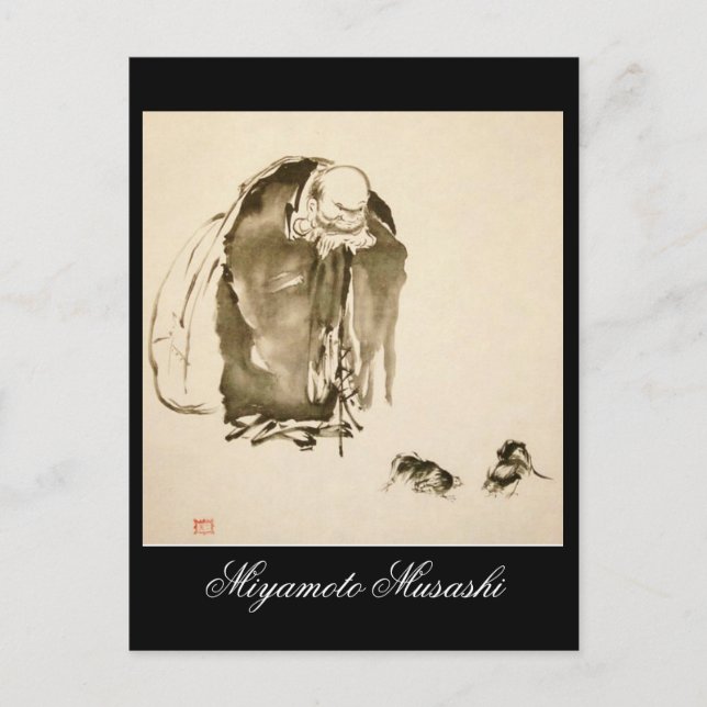 Gemälde von Miyamoto Musashi, c. 1600 Postkarte (Vorderseite)