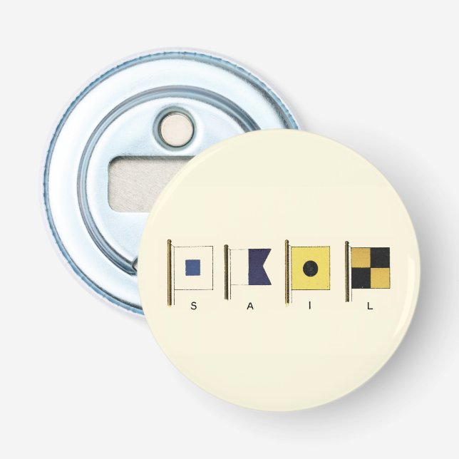 Gemälde von vier Flaggen mit Segeltuch, unter der  Flaschenöffner (Vorderseite)