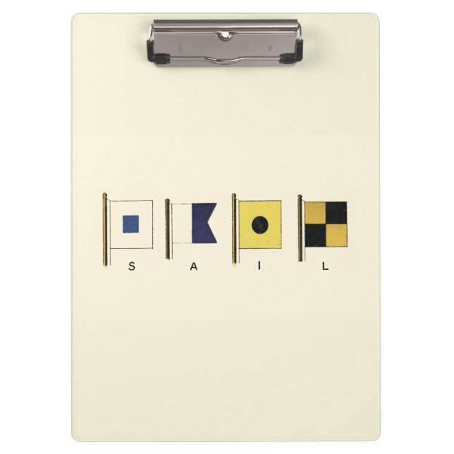 Gemälde von vier Flaggen mit Segeltuch, unter der  Klemmbrett (Vorderseite)