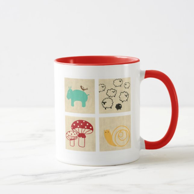 Gemälde von vier Kinderholzblöcken Tasse (Rechts)
