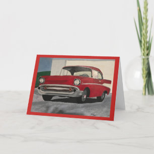 Gemälde von Vintage-Rot-Amerikanisch-Auto-Karten Karte