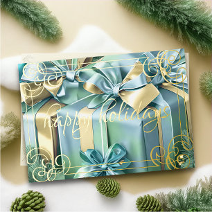 Gemälde von Weihnachtsgeschenken Blau Mint Feiertagskarte