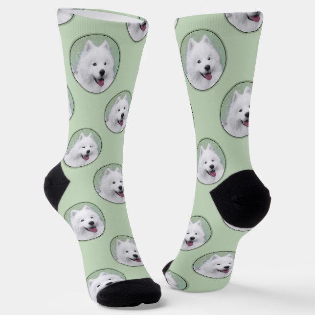 Gemälde weiß Niedliche Haustiere Hunde Kunst Socken (Gewinkelt)