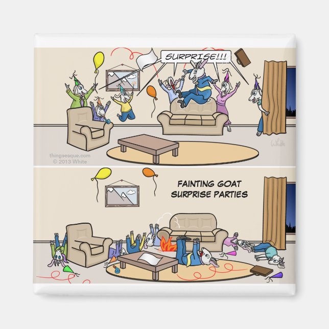 Gemälde Ziege Überraschung Party Magnet (Vorne)