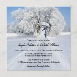 Gemäldekuchen mit Schneeschlitten Winterhochzeit Einladung