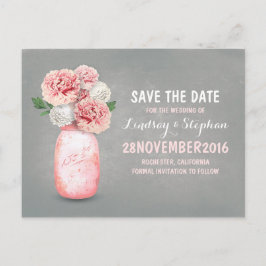 Gemäldete Glaskeramik und rosa Blume Save the Date Ankündigungspostkarte