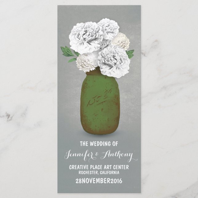 Gemäldete Glaskeramik Weiße Blume Hochzeitsprogram Programm (Vorderseite)