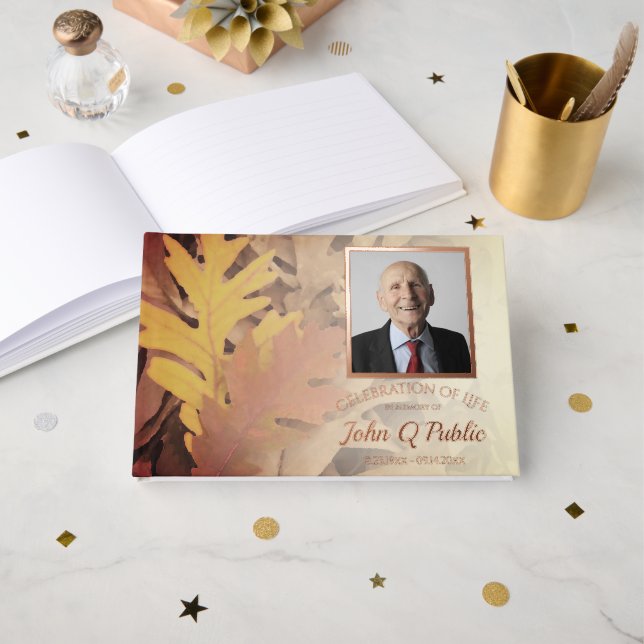 Gemäldete Herbstlaub feiern Lebensdenkmal Gästebuch (Vorderseite Offen)