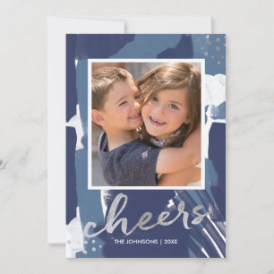 Gemäldete Imitate Silberfolie und Blau Abstrakt