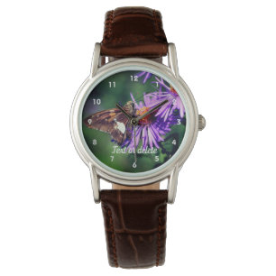 Gemäldete Lady Butterfly Aster Blume Personalisier Armbanduhr