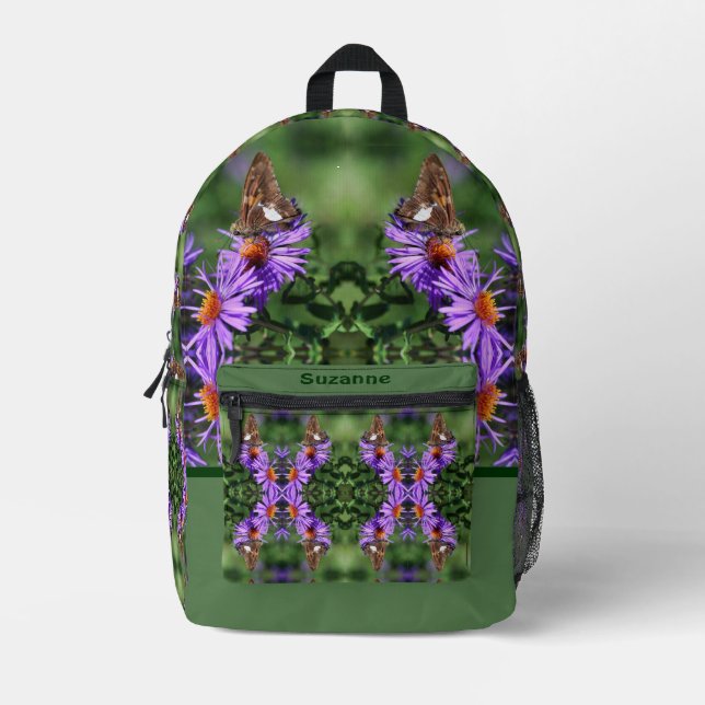 Gemäldete Lady Butterfly auf der Blume Personalisi Bedruckter Rucksack (Vorderseite)