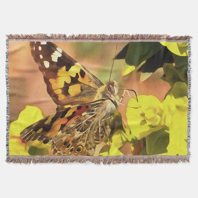 Gemäldete Lady Butterfly auf Myrtle Spurell Decke (Vorderseite)