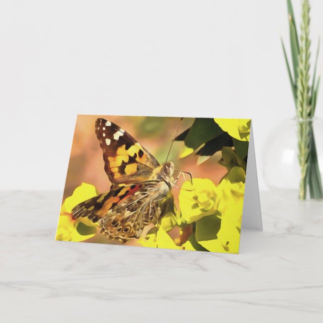 Gemäldete Lady Butterfly auf Myrtle Spurell Karte (Vorderseite)