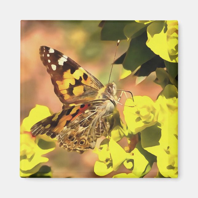 Gemäldete Lady Butterfly auf Myrtle Spurell Magnet (Vorne)