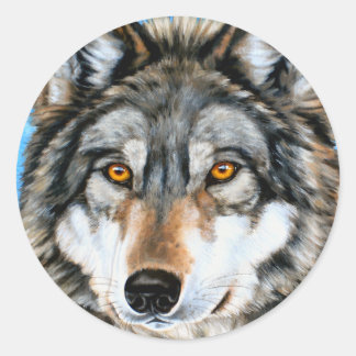 Gemäldeter Wolf Runder Aufkleber
