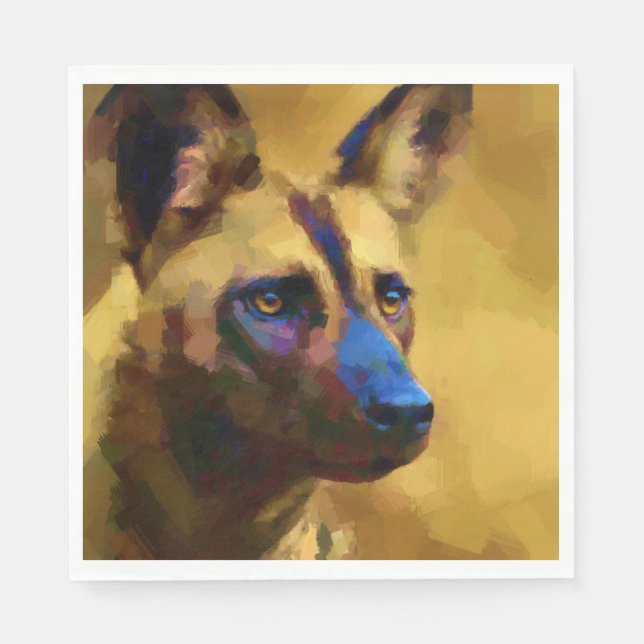 Gemäldeter Wolf Serviette (Vorderseite)