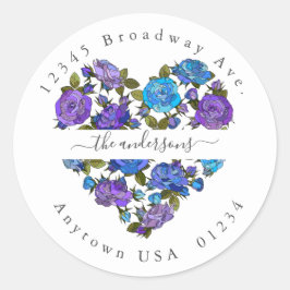 Gemäldetes Blumenherz; Rücksendeadresse Umschlag A Runder Aufkleber