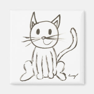 Gemäldetes Kitty Square Magnet