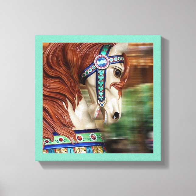 Gemäldetes Pferd Merry-go-Runde 6 in einer Serie Leinwanddruck (Vorderseite)