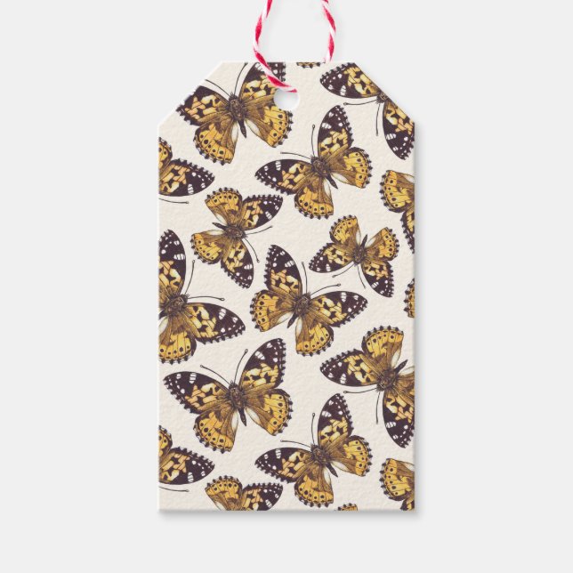 Gemäldetes Schmetterlingsmuster Geschenkanhänger (Vorderseite)