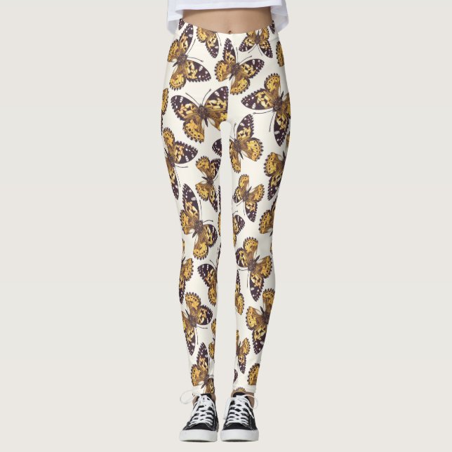 Gemäldetes Schmetterlingsmuster Leggings (Vorderseite)