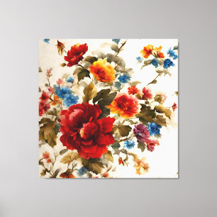 Gemalt Е lecker und zarte farbenfrohe Sommer-Blume Leinwanddruck