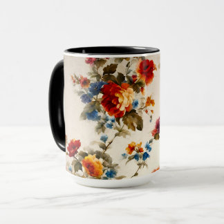 Gemalt Е lecker und zarte farbenfrohe Sommer-Blume Tasse