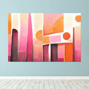 Gemalte abstrakte Kunst in Rosa Leinwanddruck