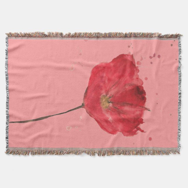 Gemalte Aquarell-Mohnblume 2 Decke (Vorderseite)