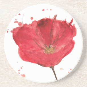 Gemalte Aquarell-Mohnblume 2 Getränkeuntersetzer