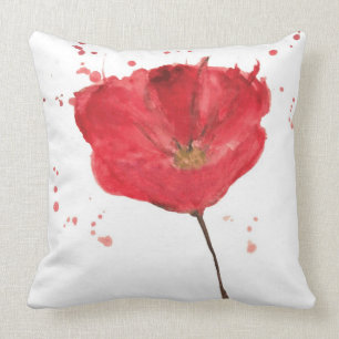 Gemalte Aquarell-Mohnblume 2 Kissen
