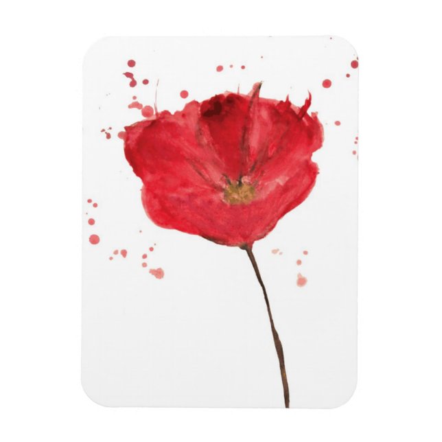 Gemalte Aquarell-Mohnblume 2 Magnet (Vertikal)