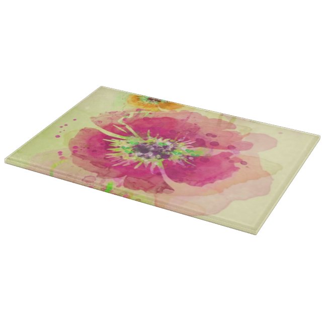 Gemalte Aquarellmohnblumen 2 Schneidebrett (Ecke)