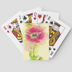 Gemalte Aquarellmohnblumen 2 Spielkarten
