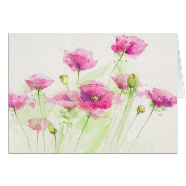 Gemalte Aquarellmohnblumen 3 (Vorderseite (Horizontal))