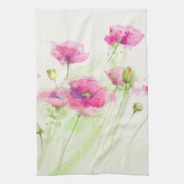 Gemalte Aquarellmohnblumen 3 Handtuch (Vertikal)