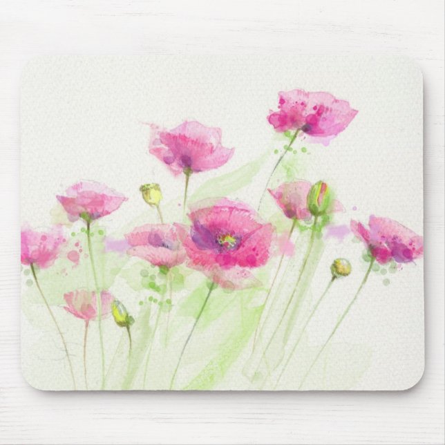 Gemalte Aquarellmohnblumen 3 Mousepad (Vorne)