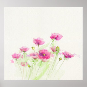 Gemalte Aquarellmohnblumen 3 Poster