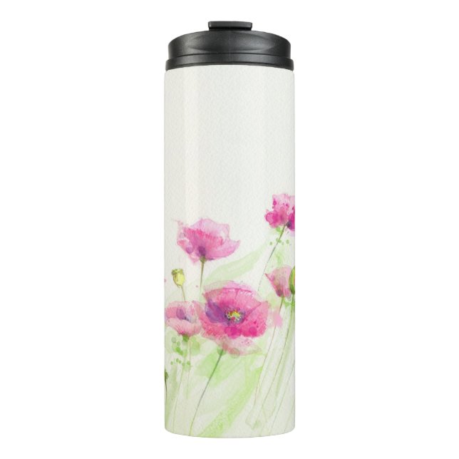 Gemalte Aquarellmohnblumen 3 Thermosbecher (Vorderseite)