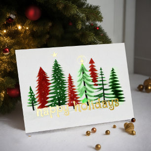 Gemalte Bäume glückliche Tage Folien Feiertagskarte