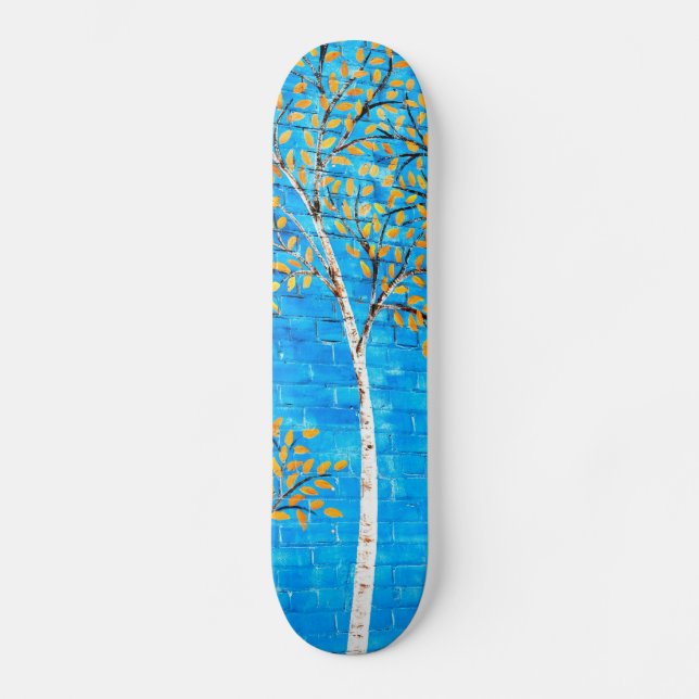 gemalte Bäume Skateboard (Vorderseite)