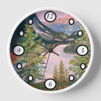 Gemalte Berglandschaft Uhr