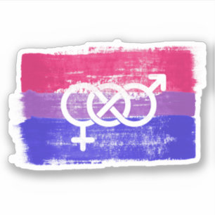 GEMALTE BISEXUELLE SYMBOL-PRIDE-FLAGGE AUFKLEBER