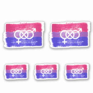 GEMALTE BISEXUELLE SYMBOL-PRIDE-FLAGGE AUFKLEBER