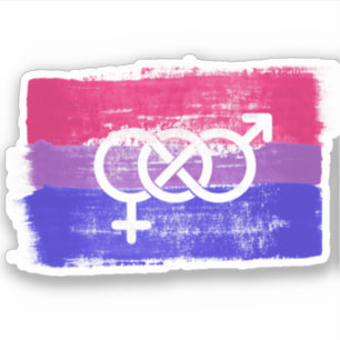 GEMALTE BISEXUELLE SYMBOL-PRIDE-FLAGGE AUFKLEBER