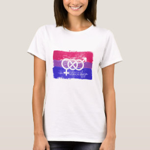 GEMALTE BISEXUELLE SYMBOL-PRIDE-FLAGGE T-Shirt