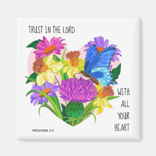 Gemalte Blume im Herzen, Verse aus den Sprichwörte Magnet