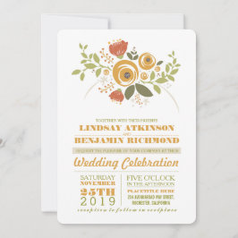 Gemalte Blume Moderne lässige Hochzeitseinladung Einladung