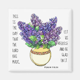 Gemalte Blume, Vers. aus Psalm 118:24 Magnet